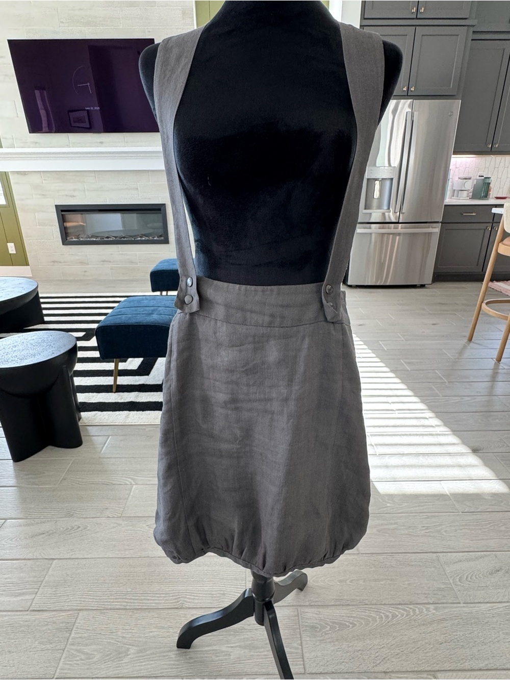 SARAH PACINI Gray Pinafore Bubble Hem Sculptural Avant-Garde Lagenlook GUC - Picture 2 of 9